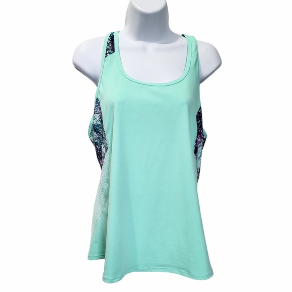 Fabletics L 10 12 Womens Racerback Tank Top‎ Mint Green Purple - Picture 1 of 7